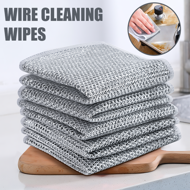 Steel Wire Cleaning Cloth Non -stick Oil Iron Dishrag Double -layer Cutlery  Rag Kitchen Table Towel Household Cleaning Tools - AliExpress